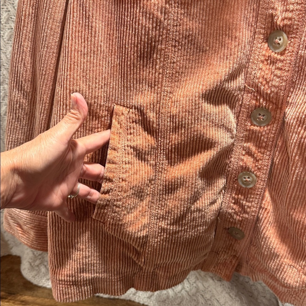 FREE PEOPLE LARGE Women's Corduroy Jacket - ORANGE (salmon) - Picture 2 of 12